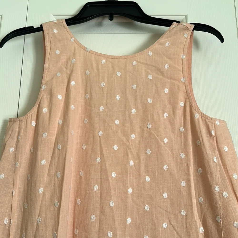 💖Loft peach sleeveless summer dress with bow in the back - Picture 2 of 6